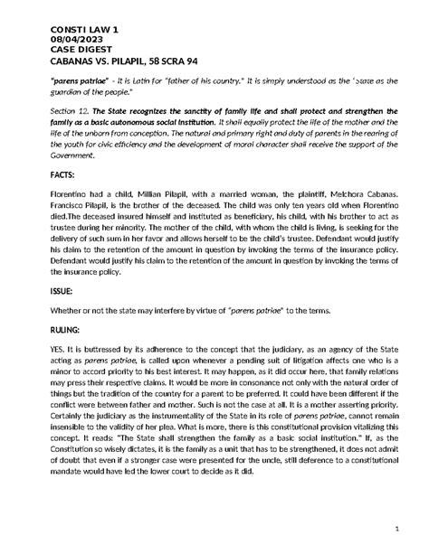 Cabanas vs. Pilapil (CASE DIGEST) .